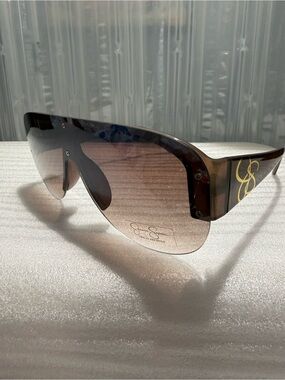 NWT Jessica Simpson J6118 Oversized Shield Sunglasses Brown Gradient
